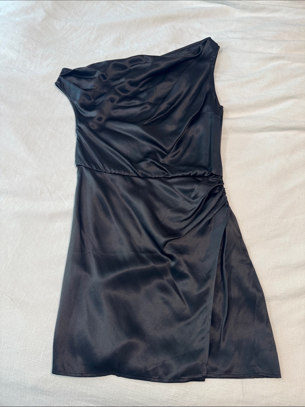 Reformation Satin One-Shoulder Black Dress - Elegant Evening Wear